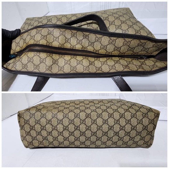 Authentic GUCCI GG Coated Canvas Medium Tote Bag Beige/Brown - Picture 8 of 16